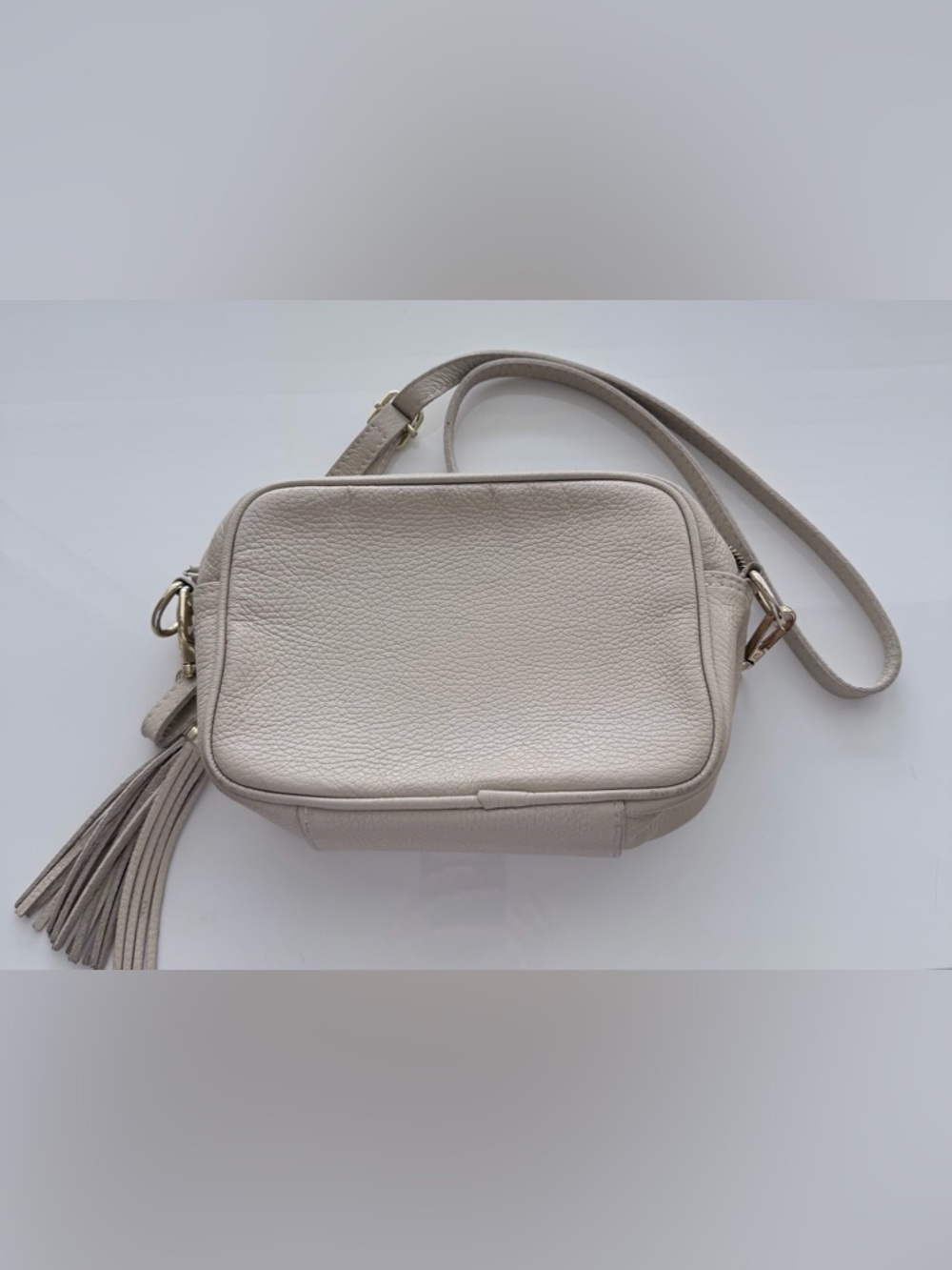 Elie Beaumont cream crossbody camera bag pebble leather